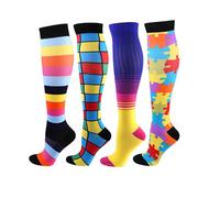 Cheeroyal - 4 pares de calcetines de compresión de 20 a 30 mmHg para hombres y mujeres, ideales para recuperación, enfermería, correr, maternidad, vuelos, viajes, usos médicos y deportivos, Large