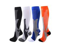 Cheeroyal - 4 pares de calcetines de compresión de 20 a 30 mmHg para hombres y mujeres, ideales para recuperación, enfermería, correr, maternidad, embarazo, vuelos, viajes, usos médicos, salud y