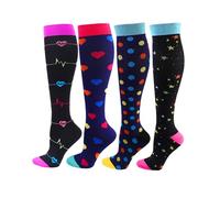 Cheeroyal - 4 pares de calcetines de compresión de 20 a 30 mmHg para hombres y mujeres, ideales para recuperación, enfermería, correr, maternidad, vuelos, viajes, usos médicos y deportivos, S/M