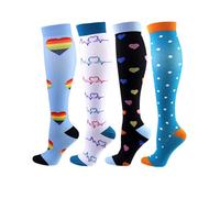 Cheeroyal - 4 pares de calcetines de compresión de 20 a 30 mmHg para hombres y mujeres, ideales para recuperación, enfermería, correr, maternidad, vuelos, viajes, usos médicos y deportivos, Large