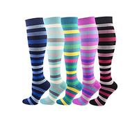 Cheeroyal 5 pares de calcetines de compresión de 20 a 30 mmHg para hombres/mujeres, enfermeras, correr, maternidad, embarazo, vuelo, viajes, salud médica, deporte, 4, Large/X-Large