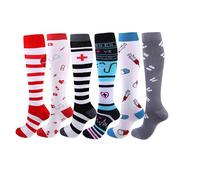 Cheeroyal 6 pares de calcetines de compresión de 20 a 30 mmHg para hombres/mujeres recuperación enfermeras correr maternidad embarazo vuelo viaje médico salud deporte