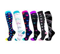 Cheeroyal 6 pares de calcetines de compresión de 20 a 30 mmHg para hombres/mujeres recuperación enfermeras correr maternidad embarazo vuelo viaje médico salud deporte