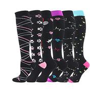 Cheeroyal 6 pares de calcetines de compresión de 20 a 30 mmHg para hombres y mujeres, enfermera de recuperación, correr, maternidad, embarazo, vuelo, viajes, deporte médico (L-XL, Set 1)