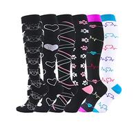 Cheeroyal 6 pares de calcetines de compresión de 20 a 30 mmHg para hombres y mujeres, enfermera de recuperación, correr, maternidad, embarazo, vuelo, viajes, deporte médico (L-XL, Set 2)