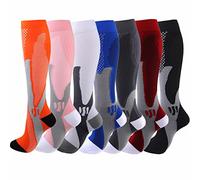 Cheeroyal 7 pares de calcetines de compresión de 20 a 30 mmHg para hombres y mujeres,ideales para recuperación,enfermeros,correr,maternidad,embarazo,vuelos,viajes,deportes y usos médicos(S, 7-1)