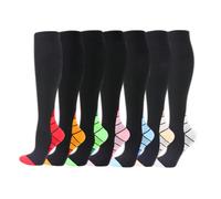 Cheeroyal 7 pares de calcetines de compresión de 20 a 30 mmHg para hombres y mujeres, ideales para recuperación, enfermeros, correr, maternidad, embarazo, vuelos, viajes, deportes(L, 7-5)