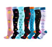 Cheeroyal 7 pares de calcetines de compresión de 20 a 30 mmHg para hombres y mujeres,ideales para recuperación,enfermeros,correr,maternidad,embarazo,vuelos,viajes,deportes y usos médicos(L, 7-3)