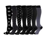Cheeroyal 7 pares de calcetines de compresión de 20 a 30 mmHg para hombres y mujeres,ideales para recuperación,enfermeros,correr,maternidad,embarazo,vuelos,viajes,deportes y usos médicos(S, 7-4)