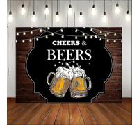 Cheers And Beers Banner de fondo para decoración de fiesta de cumpleaños 30th 40th 50th Vinilo 6x4ft Tablero de madera rústico retro Jarra de