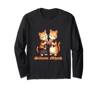 Cheers Raise A Wee Dram Cats Celebrando la Herencia Escocesa Manga Larga