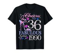 Cheers to 36 Fabulous Since 1990 36th Birthday Women Girls Camiseta