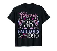 Cheers to 36 Fabulous Since 1990 36th Birthday Women Girls Camiseta