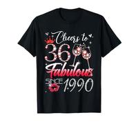 Cheers to 36 Fabulous Since 1990 36th Birthday Women Girls Camiseta