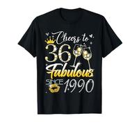 Cheers to 36 Fabulous Since 1990 36th Birthday Women Girls Camiseta
