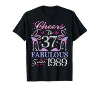 Cheers to 37 Fabulous Since 1989 37th Birthday Women Girls Camiseta