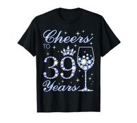 Cheers to 39 Years Old 39th Birthday Blue Style Mujeres Camiseta