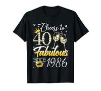Cheers to 40 Fabulous Since 1986 40th Birthday Women Girls Camiseta