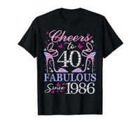 Cheers to 40 Fabulous Since 1986 40th Birthday Women Girls Camiseta