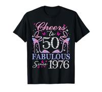 Cheers to 50 Fabulous Since 1976 50th Birthday Women Girls Camiseta