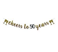 Cheers To 50 Years Banner,Pre-Strung, Gold And Black Glitter Paper Party Decorations For 50 TH Wedding Anniversary 50 Years Old 50TH Birthday Party Supplies Letters Black And Gold Betteryanzi