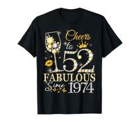 Cheers to 52 Fabulous Since 1974 52nd Birthday Women Girls Camiseta
