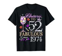 Cheers to 52 Fabulous Since 1974 52nd Birthday Women Girls Camiseta