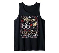 Cheers to 66 Fabulous Since 1959. Women’s 66th Birthday Camiseta sin Mangas