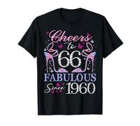 Cheers to 66 Fabulous Since 1960 66th Birthday Women Girls Camiseta