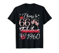 Cheers to 66 Fabulous Since 1960 66th Birthday Women Girls Camiseta