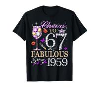 Cheers to 67 Fabulous Since 1959 67th Birthday Women Girls Camiseta