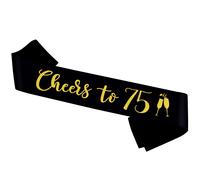 Cheers to 75 Sash Black Gold It's My 75th Birthday Sash para mujeres y hombres, regalos de feliz 75 cumpleaρos, suministros para fiestas