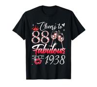 Cheers to 88 Fabulous Since 1938 88th Birthday Women Girls Camiseta