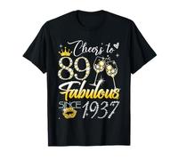 Cheers to 89 Fabulous Since 1937 89th Birthday Women Girls Camiseta