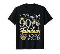 Cheers to 90 Fabulous Since 1936 90th Birthday Women Girls Camiseta