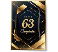 Cheerset Postal de Feliz Cumpleaños para Hombre o Mujer - Grande A4 21x30 cm con Mucho Espacio para Escribir - Incluye sobre (63 Años)