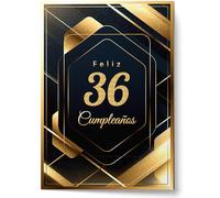 Cheerset Postal de Feliz Cumpleaños para Hombre o Mujer - Grande A4 21x30 cm con Mucho Espacio para Escribir - Incluye sobre (36 Años)