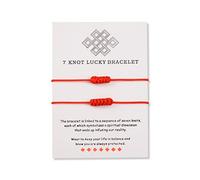 CheersLife 2 Hilo Rojo 7 knot Pulsera Kabbalah Protección Amuleto De La Suerte Hilo Cuerda Pareja Amistad Pulseras Ajustables Joyería Regalo De Cumpleaños Para Mujeres Hombres Niña Niño Amigo