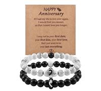 CheersLife 2PCS Coincidencia de la Mitad del Corazón Anillo Pareja Pulseras para Hombres Mujeres Feliz Aniversario de él y su amante Pulseras Día de San Valentín Regalos para Marido Esposa Boda