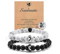 CheersLife 2PCS pulseras para parejas Coincidencia de la Mitad del Corazón Anillo Pareja Pulseras para Hombre Por mi Alma Gemela Feliz Aniversario de él amante Día de San Valentín Regalos para Boda