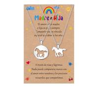 CheersLife Collar Madre Hija Con Colgante de Caballo - Regalos Originales para Mujer y Niña - Joyas Abbinata para Mamá e Hija - Cumpleaños, Colegio, Vuelta Al Cole, Navidad