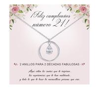 CheersLife Collar para Mujer - Regalo de Cumpleaños 21 30 40 50 60 Años, Plata - Ideas para Ella en Evento Especial Fiesta - Set con Dedicación