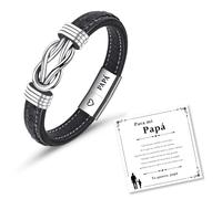 CheersLife Dia Del Padre Regalos Hombre Regalos Para Pulsera Hombre Personalizada Regalo Padre Cumpleanos Regalo Pulsera Cuero Nudos Infinitos