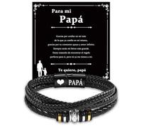 CheersLife Dia Del Padre Regalos Papá Pulsera Hombre Regalos Para Hombre Pulsera Personalizada Regalo Padre Regalo Cumpleanos Cumpleaños Cuero 3 Capas