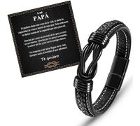 CheersLife Dia Del Padre Regalos Pulsera Papá Regalo Original Padre Pulsera de Cuero Ideas de Papa Cumpleaños Navidad con Tarjeta Te Quiero Papá