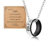CheersLife Ideas Regalo Papá, Collar De Papá, Collar De Anillo Tallado Papá, Te Quiero, Regalo De Cumpleaños De Papá, Regalo Del Día Del Padre Para Papá, Regalo Personalizado De Navidad De Papá