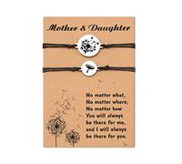 CheersLife Juego De Pulseras Para Madre E Hija Para 2, Mamá Y Yo Pulsera De Deseo De Diente De León a Juego De Larga Distancia Para Volver a La Escuela Regalos De Cumpleaños Para Mamá Hijo Mujer