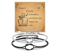 CheersLife Pulsera Pareja Regalo Pareja Regalos Originales para Parejas Regalo Aniversario San Valentín Cumpleaños Navidad para Novio Novia Mujer Hombre Marido Esposa Negro Plata