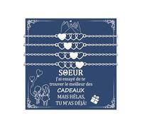 CheersLife Regalo Hermana Cumpleaños Regalo para mi Hermana - 2/3/4 Pulsera Hermanas Regalos Mejor Amiga - Pulsera Corazón Regalos Original Navidad y San Valentín fr3