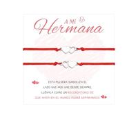 CheersLife Regalo Hermana Cumpleaños Regalo para mi Hermana - 2 Pulsera Hermanas Regalos Mejor Amiga - Pulsera Corazón Regalos Original Navidad y San Valentín Hilo Rojo